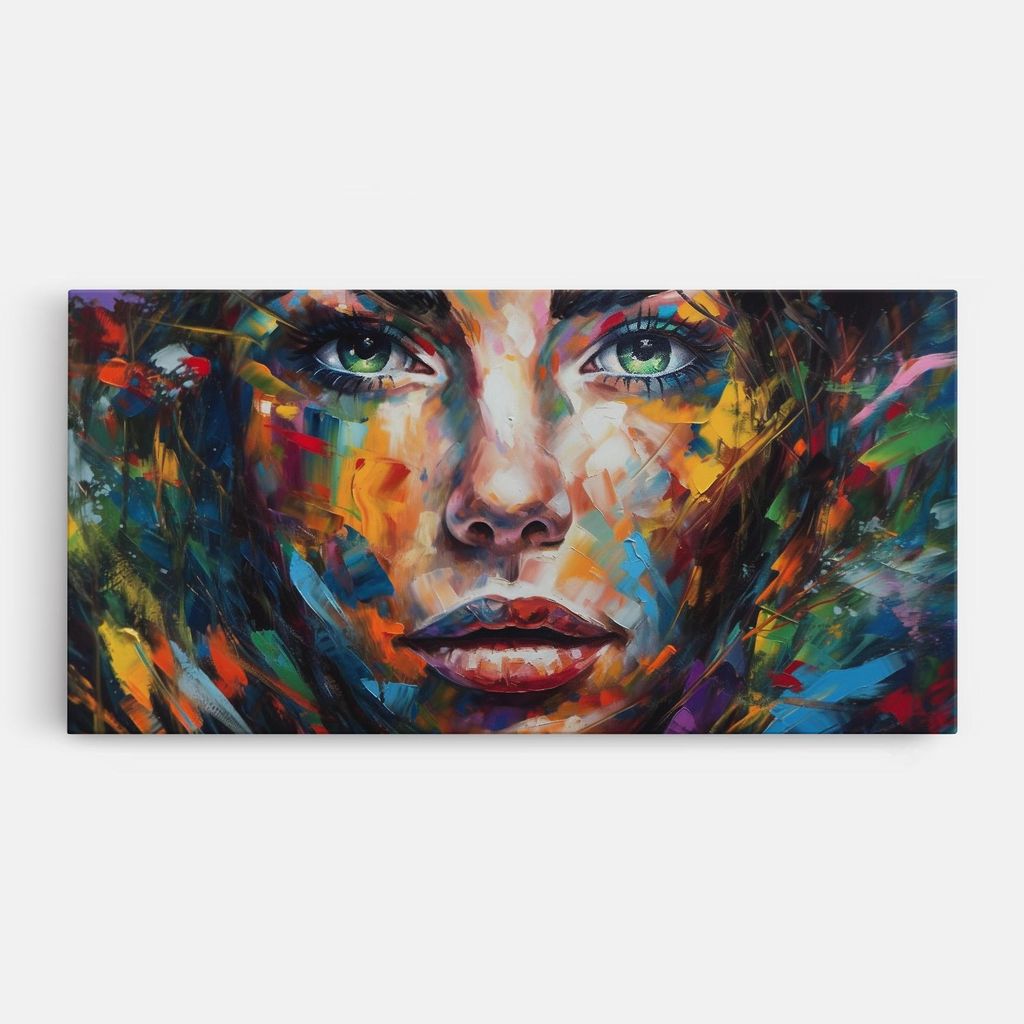 ARTHUB Leinwandbild 40x80 cm, Vibrant Color Woman Paint | Wohnzimmerdekoration, Hängende Bilder, Wanddekoration, Heimdekoration, Frauen, Abstrak...