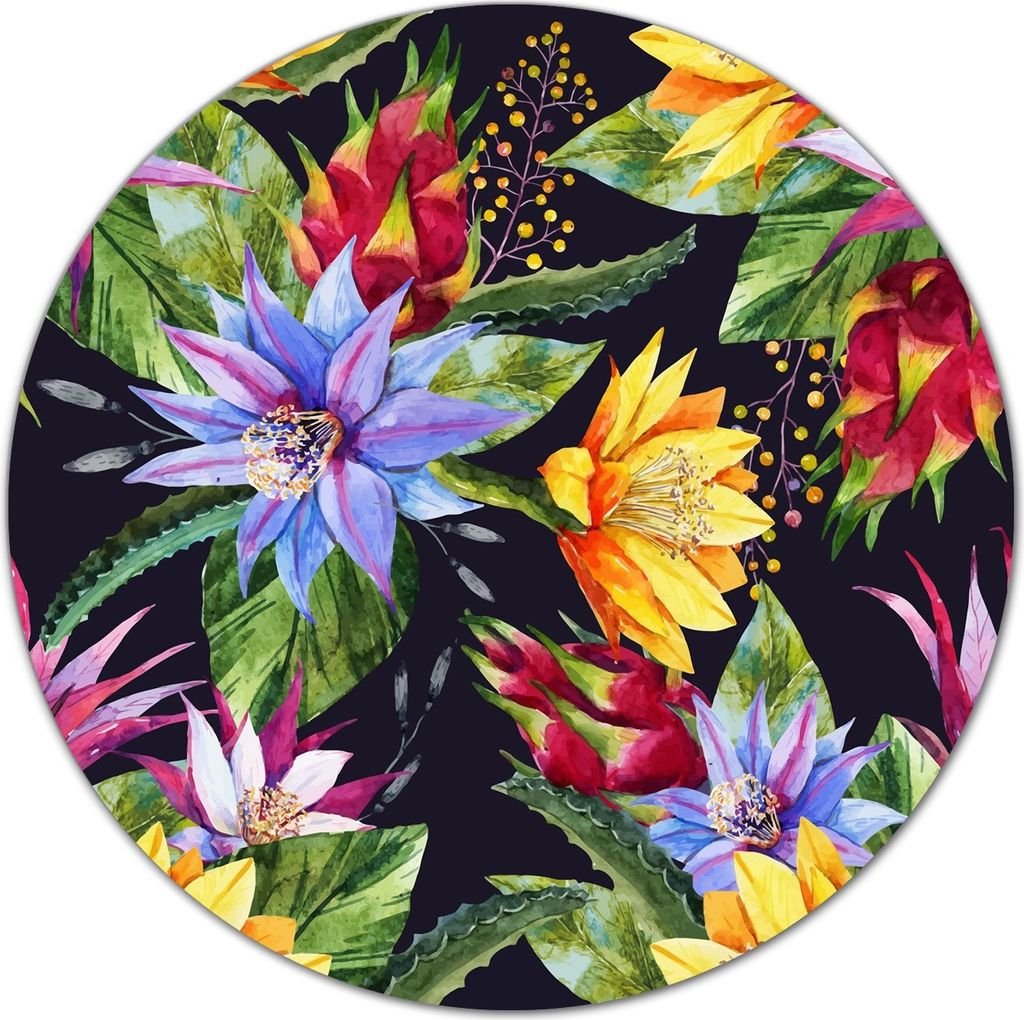Glas Schneidebrett Herdabdeckplatten Schneideplatten Rund - 40 cm - Tropische Blumen