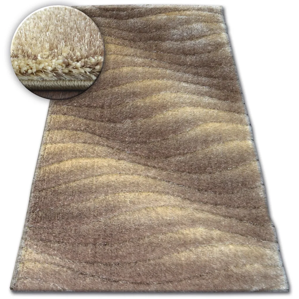 Tapis Shaggy SPACE 3D B222 Marron Clair 80x150 cm - Style Moderne