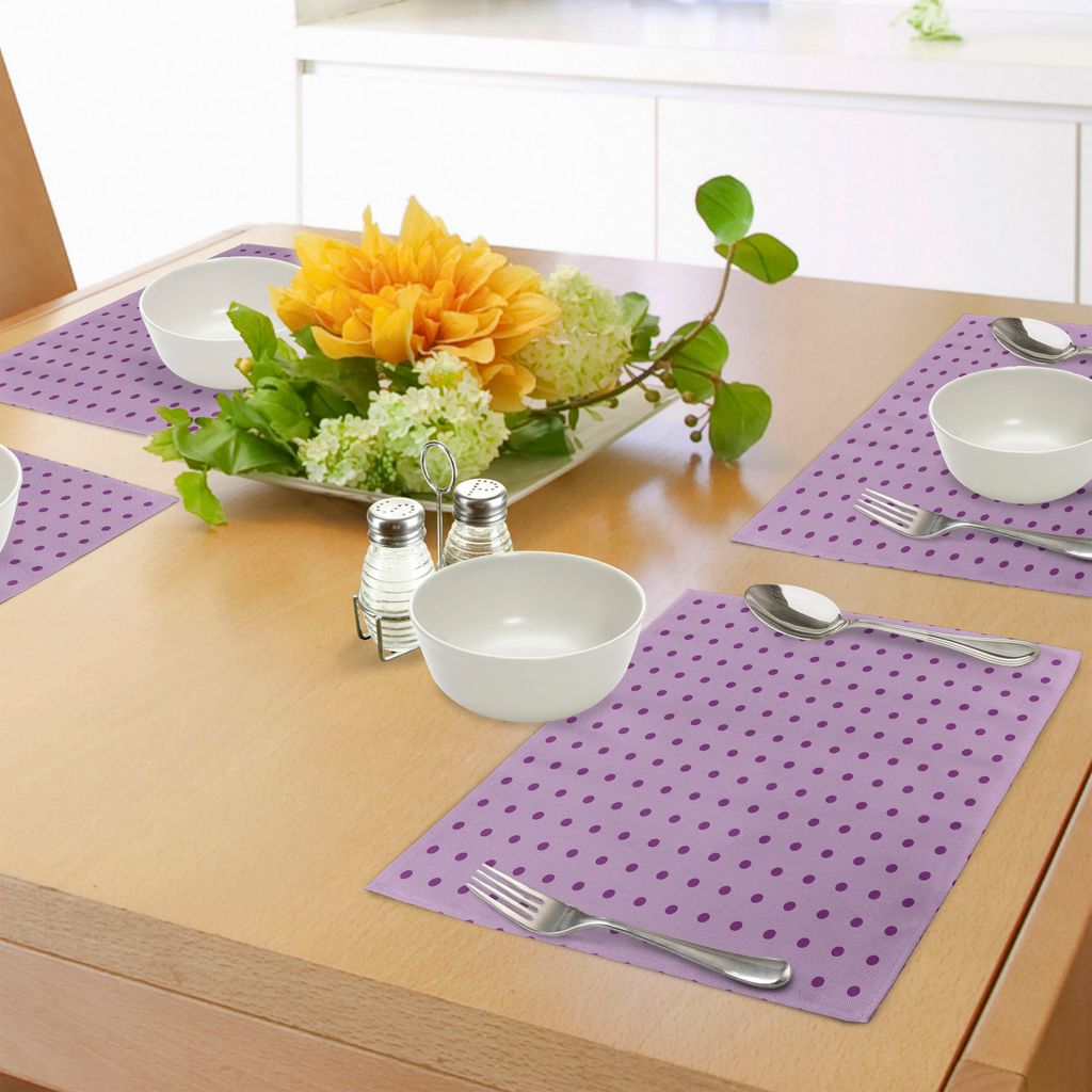 ABAKUHAUS Malve Platzmatten, Retro Polka Dots Hintergrund nostalgische stilisierte weibliche Mädchen Mode Artsy Muster, Tiscjdeco aus Farbfesten S...