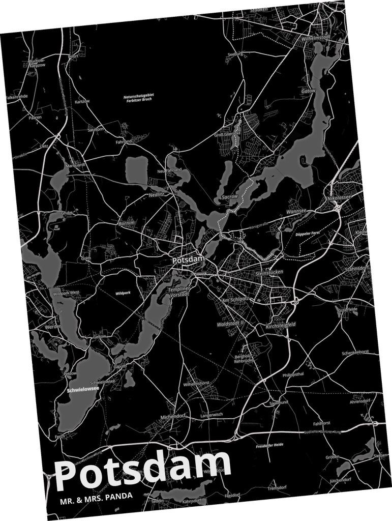 Mr. & Mrs. Panda Postkarte Potsdam - Geschenk, Stadt, Dorf Karte Landkarte Map Stadtplan, Grußkarte, Ansichtskarten, Postkarten, Ansichtskarte, bi...