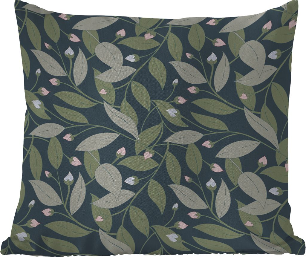 MuchoWow Outdoor Kissen - Blumen - Blätter - Muster - 60x60 cm - Wetterfest - Lounge Kissen - Dekoration - Schlaf Kissen