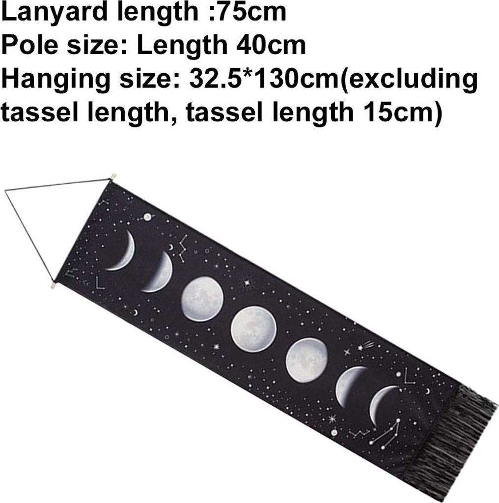 Wandteppich mit Mondphasen, Wandbehang im Boho-Stil, Wandteppich fürs Zimmer