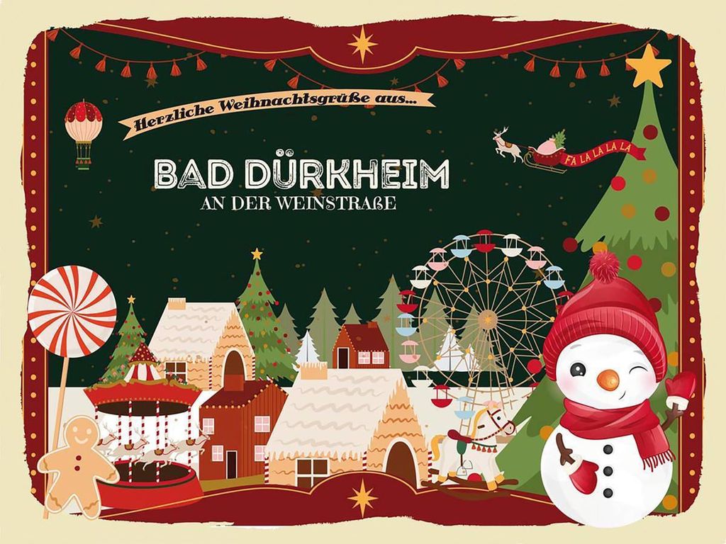 vianmo Holzschild 30x40 cm Weihnachtsgrüße aus BAD DÜRKHEIM Weihnachten
