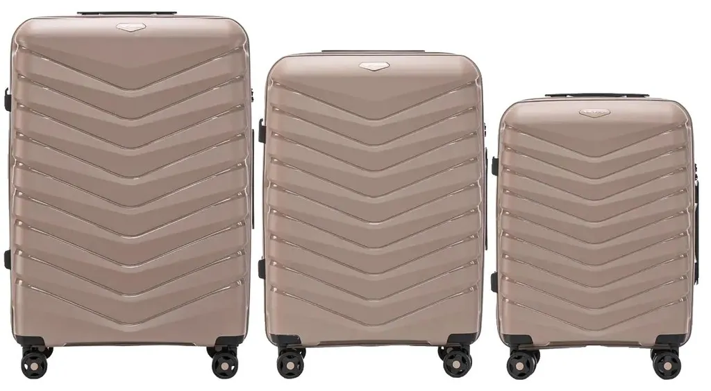 Ensemble de valises en ABS beige résistant - Set de voyage rigide 3 pièces