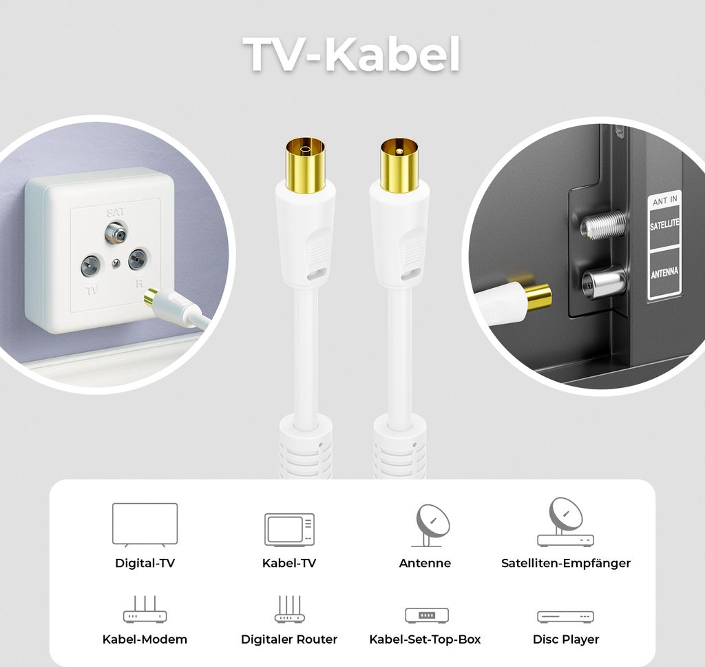deleyCON 5m TV Antennenkabel Koaxial Kabel HDTV 4-fach Produktbild 6