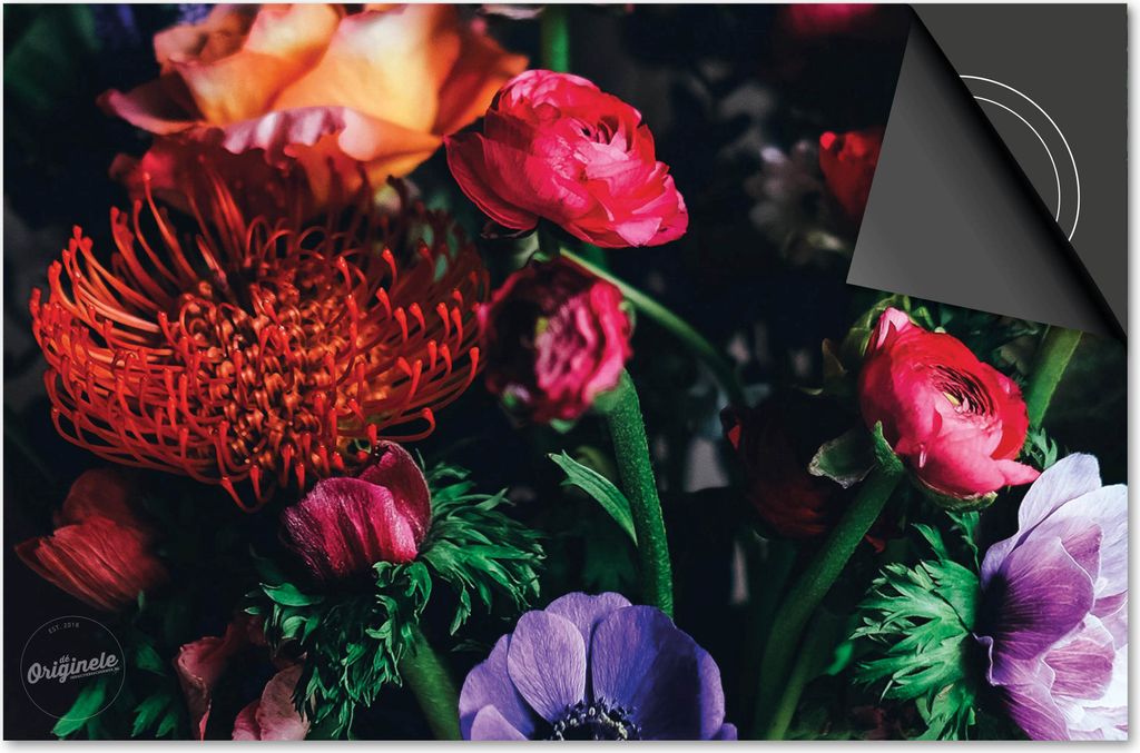 Induktionsschutz 76x51,5 - abdeckplatte Induktion matt- Dietrix Kochfeldschutz- Exklusive - Blumen und Pflanzen - Verldblumenstrauch Farben