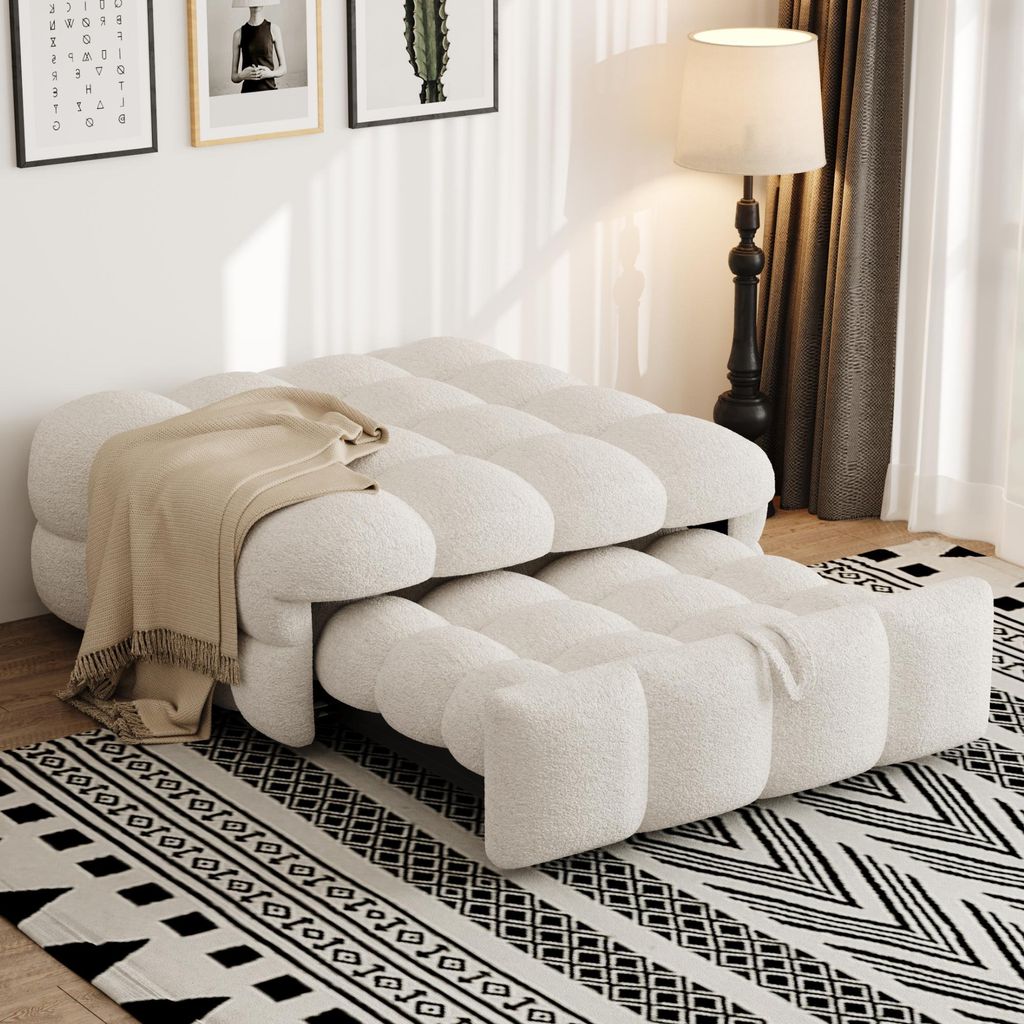 MODFU Canapé-lit extensible beige Fauteuil relax avec Image du produit 