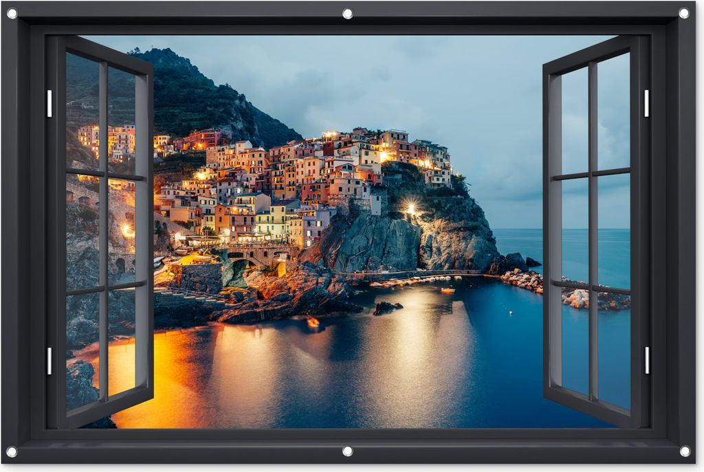 MuchoWow 120x80 cm Outdoor-Poster Gartendeko Sichtschutz Garten Poster für den Garten Ausblick - Italien - Meer