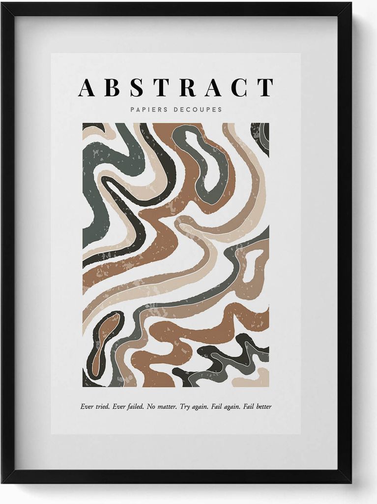 Lineare Boho-Abstraktion– Wandbild mit Rahmen – Gerahmtes Bild – Wanddekoration – 50x70 cm – Schwarz Rahmen