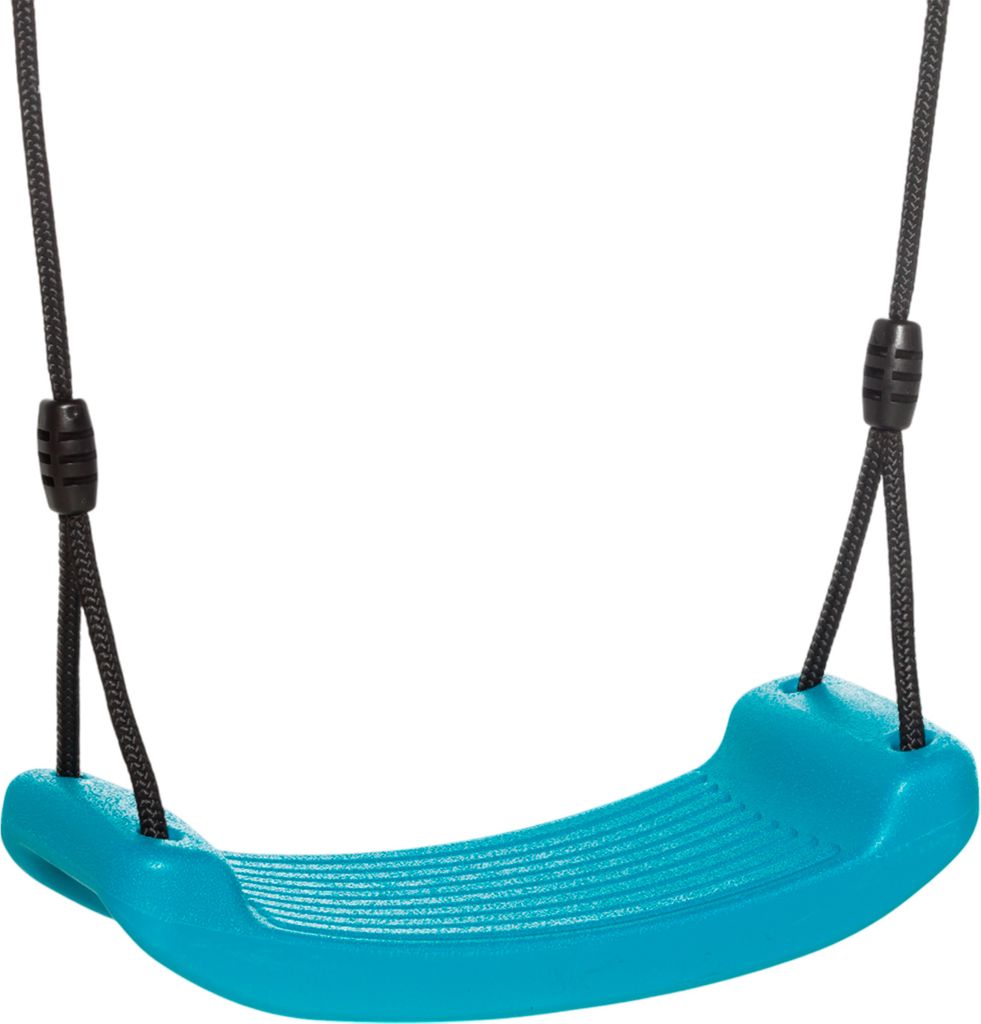Dice Klettergerüst Zubehör Schaukelsitz aus Kunststoff in Türkis mit schwarz geflochtenem Seil
