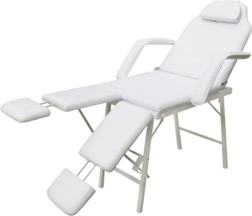 "im Angebot" Kosmetikstuhl Tragbar Kunstleder 185×78×76 cm Weiß - Massagesessel CC28