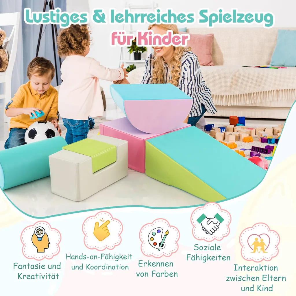 Cubes Souples en Mousse Colorée Multicolore pour l'Éveil des Petits - 7