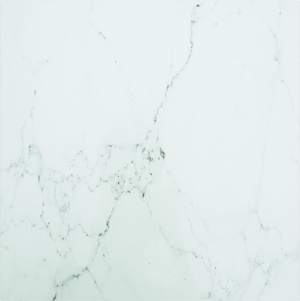 Tischplatte Weiß 70x70 cm 6 mm Hartglas in Marmoroptik