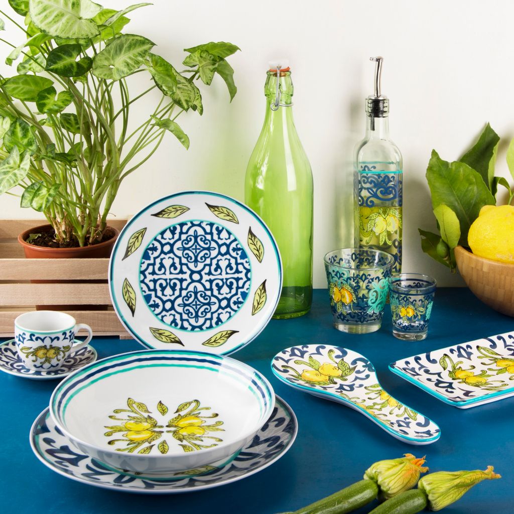 Excelsa Mandala Etno Teller-Service 18-teilig – Porzellan & Stoneware, Buntes Mandala-Dekor, Spülmaschinenfest, Für 6