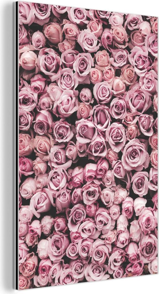 MuchoWow Wanddekoration Metall Metallbild Wandkunst 60x90 cm Blumen - Rosen - Natur - Rosa - Botanisch MuchoWow Aluminium Gemälde - Wandbilder - A...