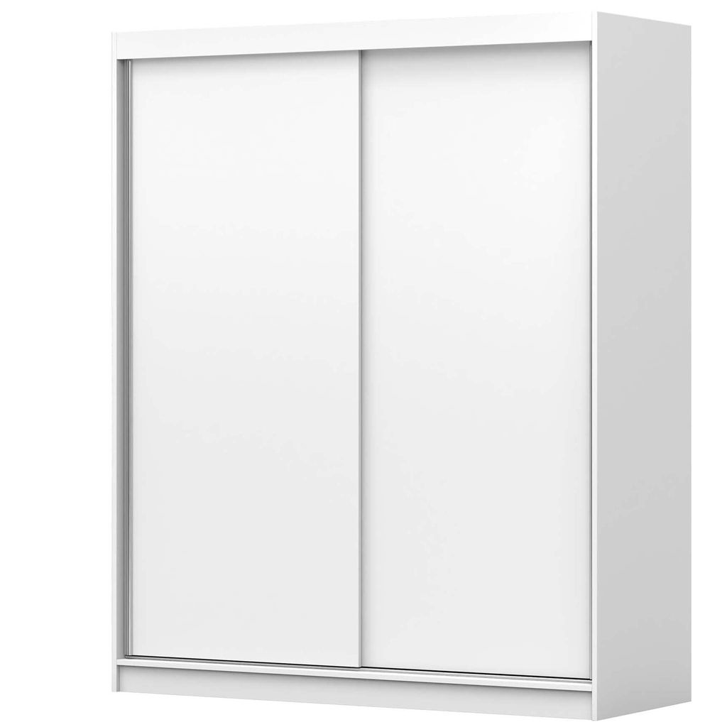 Schwebetürenschrank Kleiderschrank Schrank 160 cm Weiß/Weiß Produktbild 