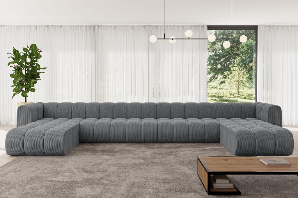ALTDECOR Modulares Sofa Ecksofa in U-Form - Joren-U3 - 501x177x70 cm Dunkelgrau - Corner modular Sofa Eckcouch Couch Wohnlandschaft Cauchsofa Boden...