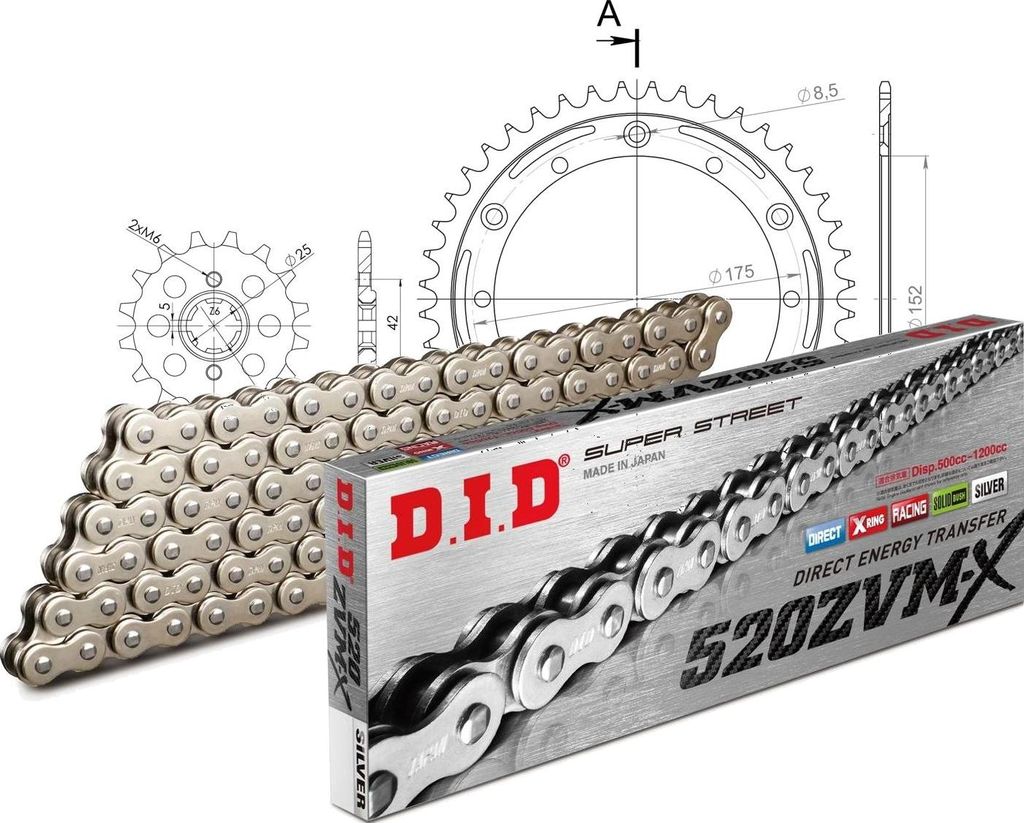 Kit Stealth (rot) passend für Yamaha TT600 (Street Enduro) ... 15-44-110 DID520ZVM-X(S&S) Niet