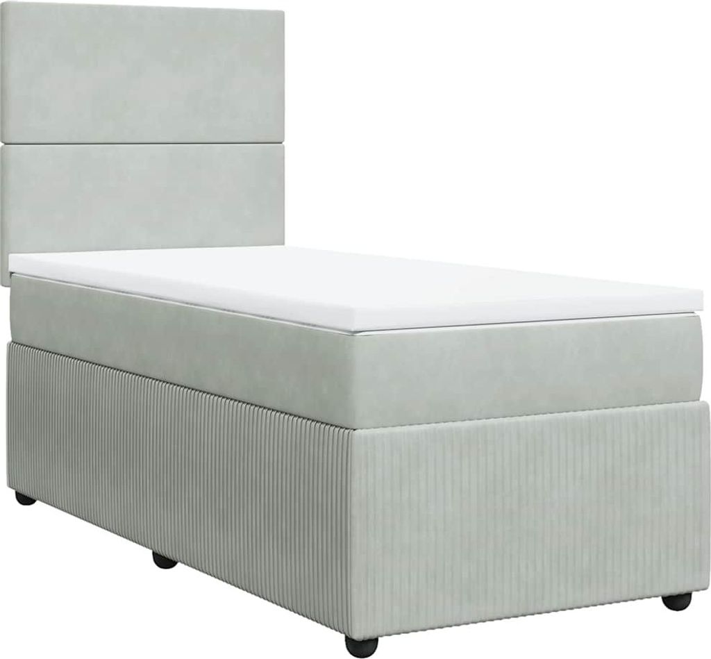 vidaXL Boxspringbett mit Matratze Hellgrau 90x200 cm Samt