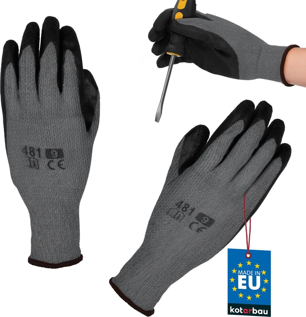 KOTARBAU Handschuhe Arbeitshandschuhe Anti-Rutsch Größe 9 Latex beschichtete Arbeitshandschuhe für Herren Damen Werkstatt Zubehör Winter Gart...
