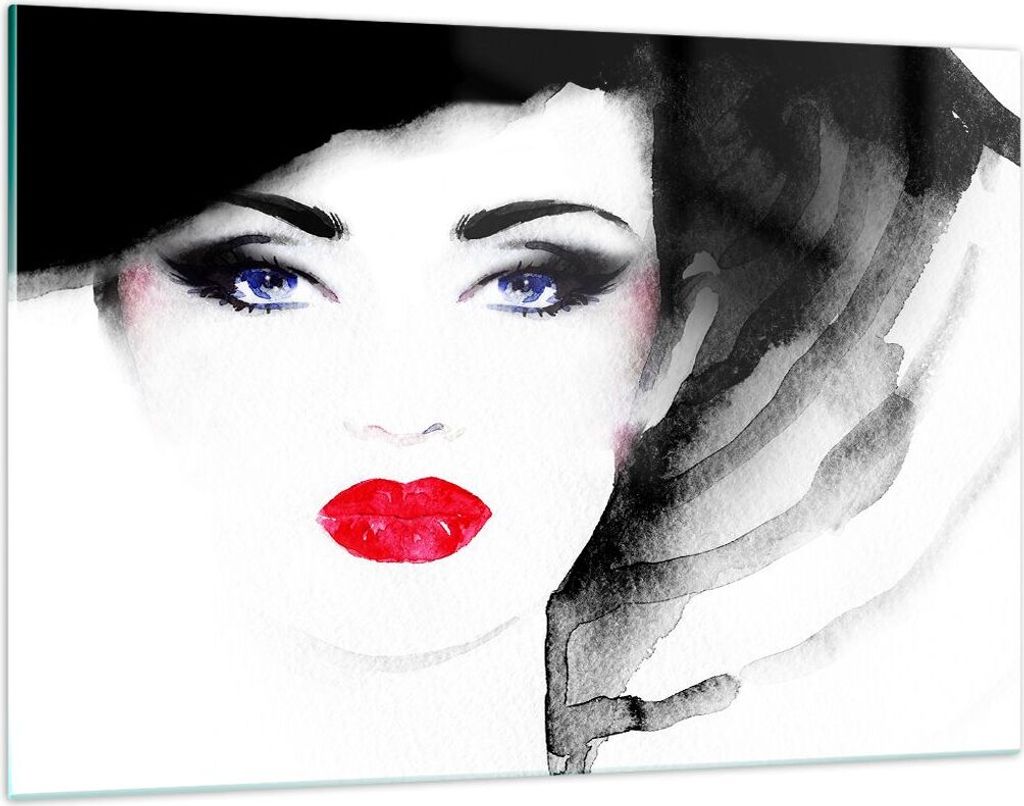Bilder auf glas - Frau Gesicht - 120x80cm - Glasbilder - Wandbilder - Kunstdruck - zum Aufhängen bereit - Wanddekoration aus Glas - Glas Bilder - ...