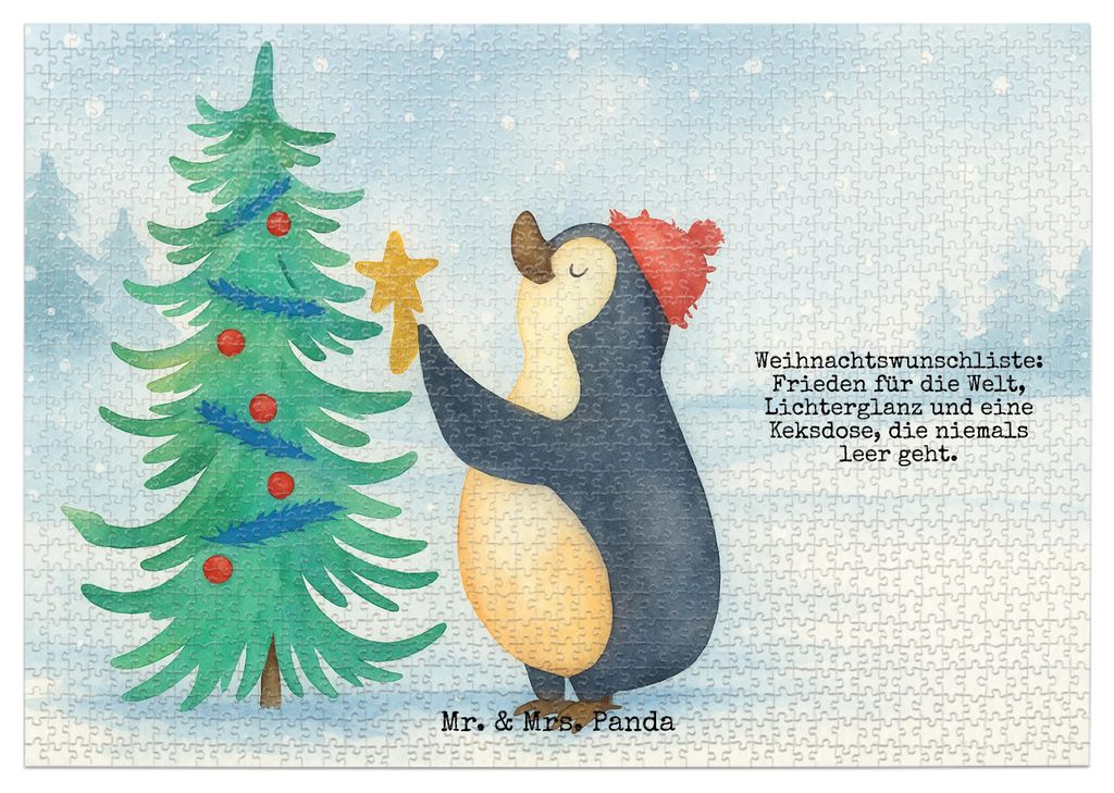 Mr. & Mrs. Panda Puzzle Pinguin Weihnachtsbaum Design 1500 Teile - Weiß - Geschenk, 2000, 500, 300, Weihnachten, Legespiel, Geduldspiel, Winter