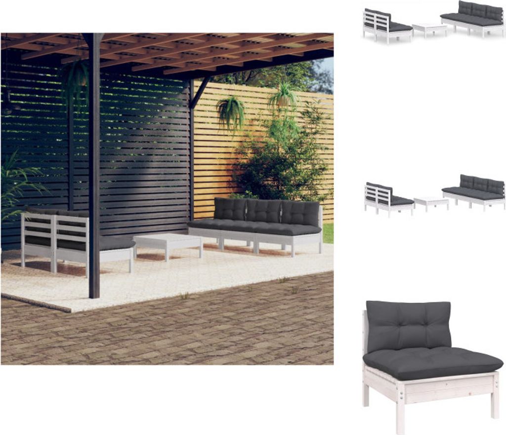 vidaXL 6-tlg. Garten-Lounge-Set mit Anthrazit Kissen Kiefernholz - Gartenmöbel-Sets