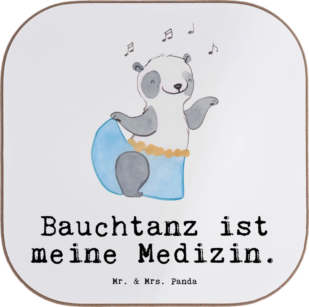 Mr. & Mrs. Panda Tischuntersetzer Panda Bauchtanz - Weiß - Geschenk, Untersetzer für Gläser, Glas, Tanzen, Coaster, Holzuntersetzer, Tassen, Ori...