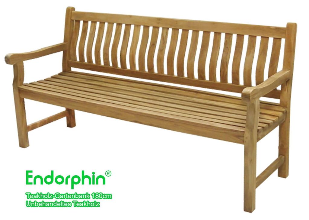 Endorphin Gartenbank 180 cm Breite, Parkbank, Teakholz Bank, nachhaltig, wetterfest, Kernholz, ergonomisch
