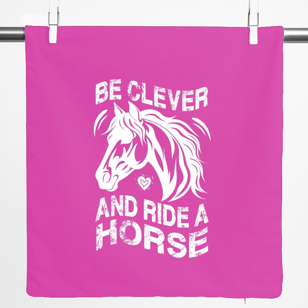 Huuraa Kissenbezug ride a horse Pferd 40x40cm Fuchsia Baumwolle Dekokissenbezug Geschenkidee