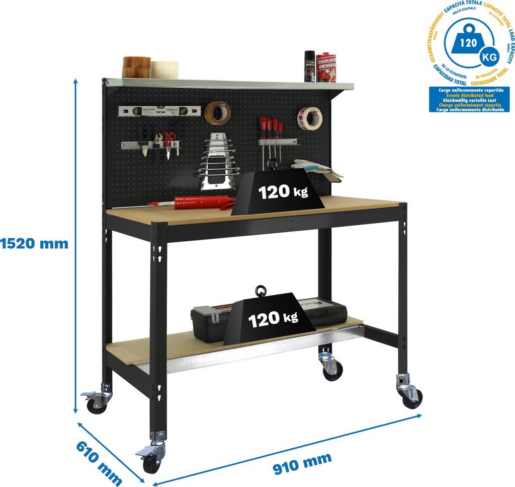 SIMONWORK MOBILE BT3 900 ANTRACITE/MADEIRA Metallwerkbank
