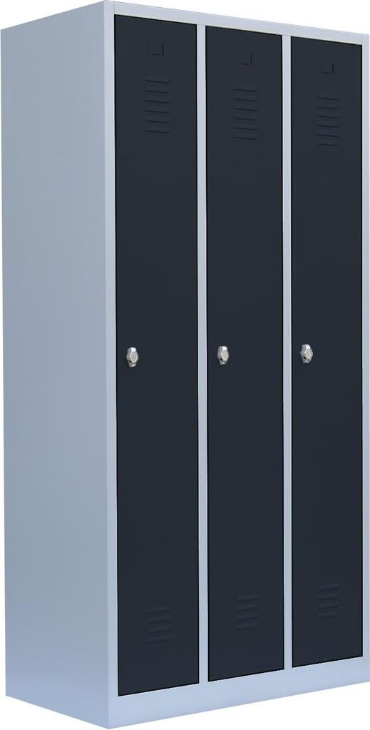 3er Spind Spint Umkleide Stahl Gaderobenschrank 3türiger Spind Lichtgrau/Anthrazit 510138
