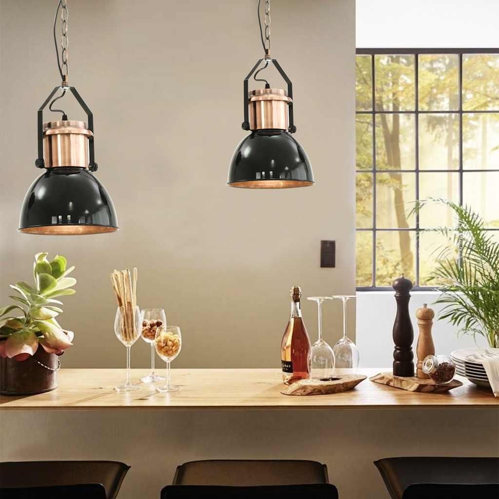 Deckenleuchte 2er-Set "Laucha" aus Metall in Schwarz und Produktbild 