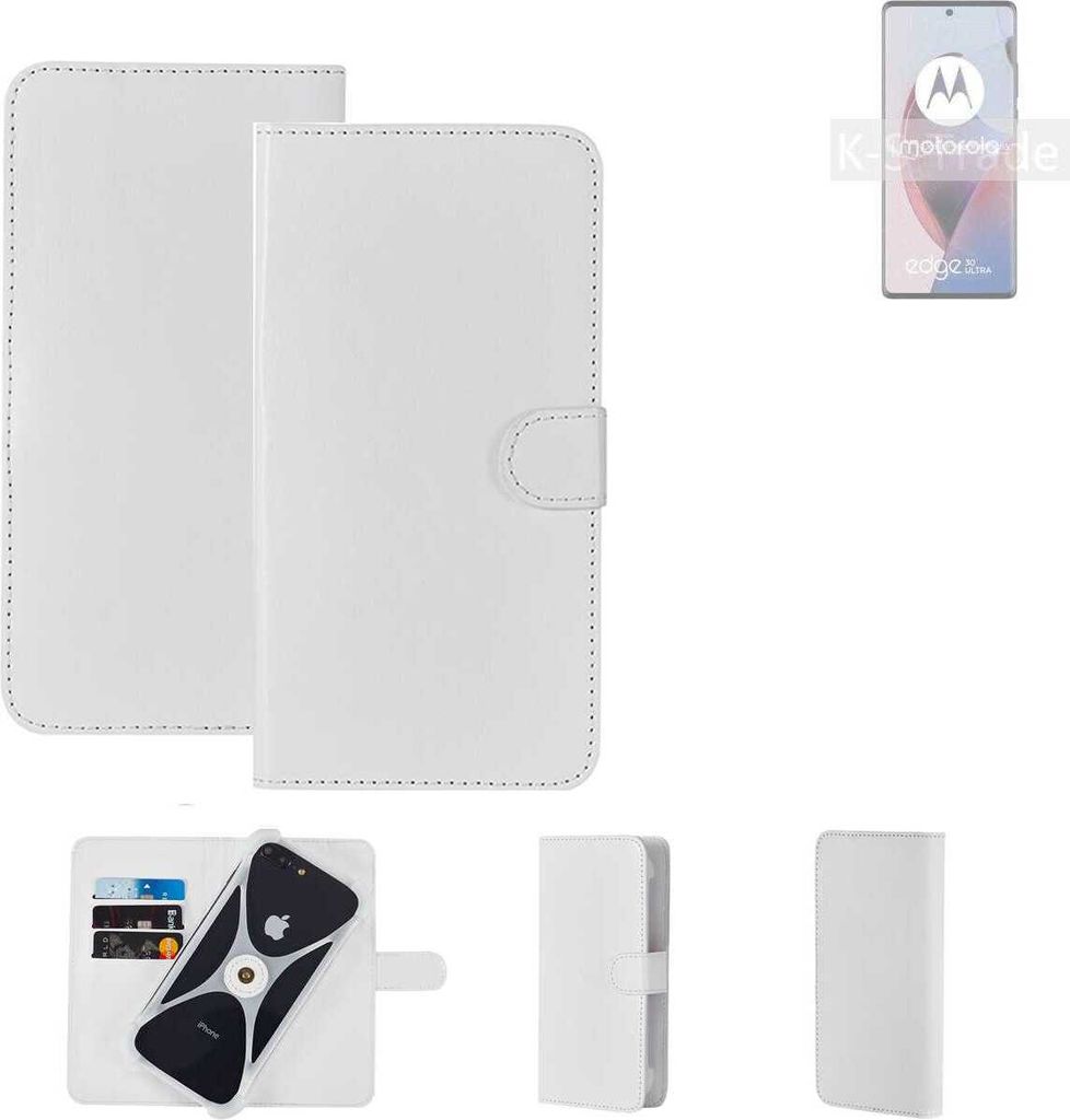 K-S-Trade Handy Hülle Schutz Hülle kompatibel mit Motorola Edge 30 Ultra Cover Case Bookstyle Bumper weiß 1x