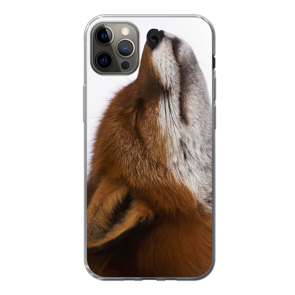 MuchoWow Handyhülle Schutzhülle Hülle für iPhone 13 Pro Max Fuchs - Nase - Weiß Silikon Softcase Handy Hülle - Mobiltelefon