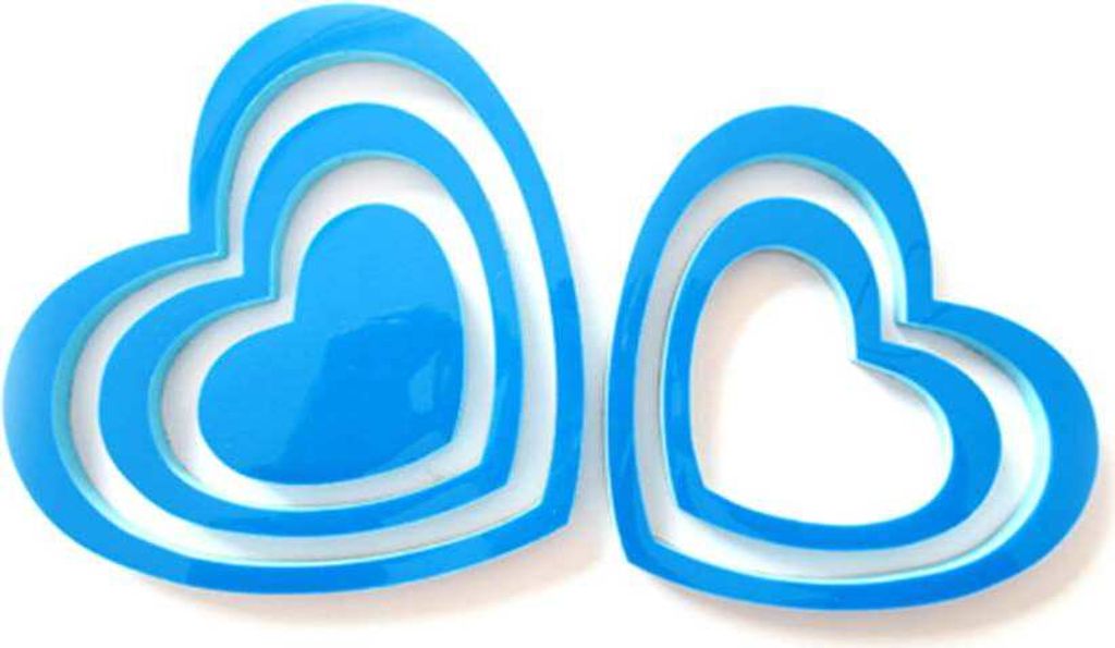 Oblique Unique 3D Herzen 5er Set Wandtattoo Dekoration 3D Deko - hellblau