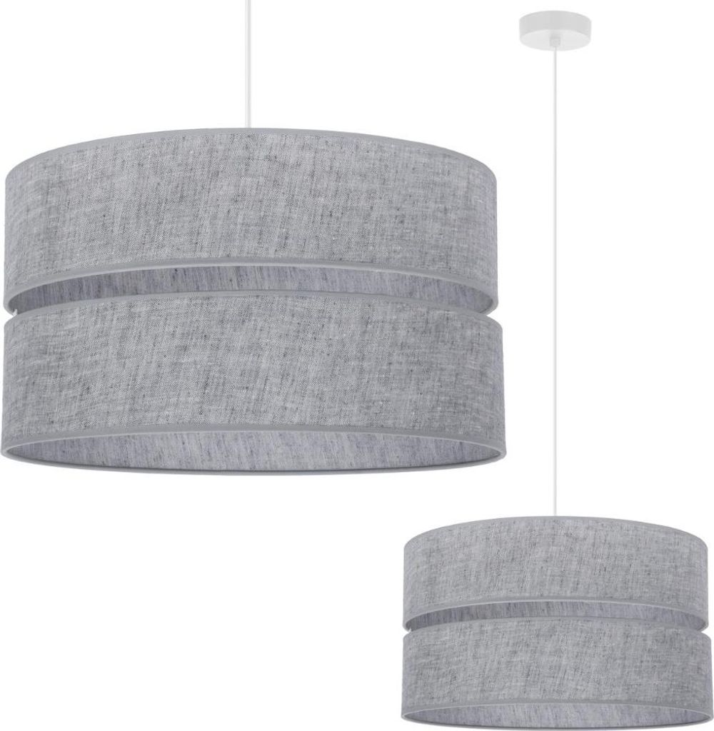 Hängeleuchte Len Duo weiß 1-flammig Lampenschirm Grau L04 40cm