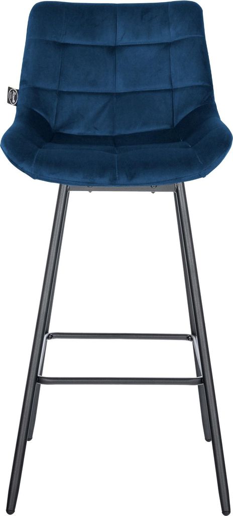 4er Set Barhocker VISEN - Samt Blau 49x56x105 cm | Barstuhl Mit Lehne Drehbar Tresenhocker Tresenstuhl Kneipenhocker Kneipenstuhl