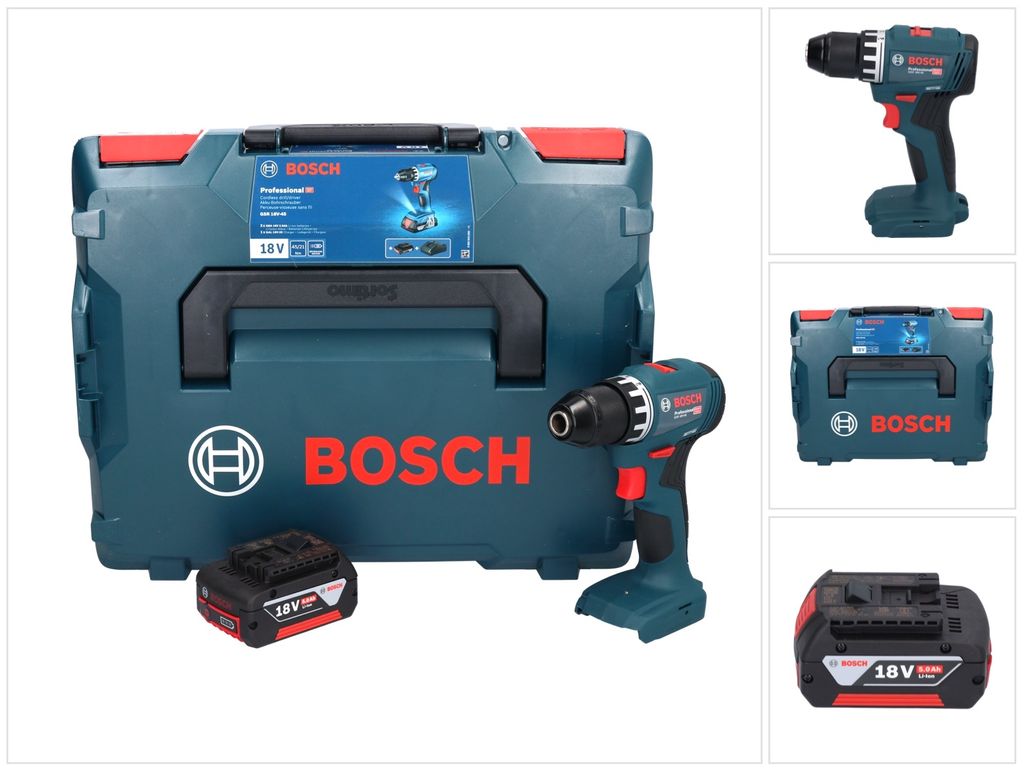 Bosch GSR 18V-45 Akku Bohrschrauber 18 V 45 Nm Brushless + 1x Akku 5,0 Ah + L-Boxx - ohne Ladegerät