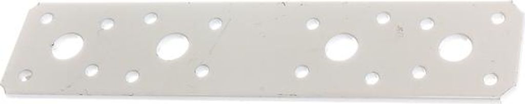 ALBERTS Flachwinkel Holzverbinder Lochplatte Stahl weiß beschichtet 180x40 mm