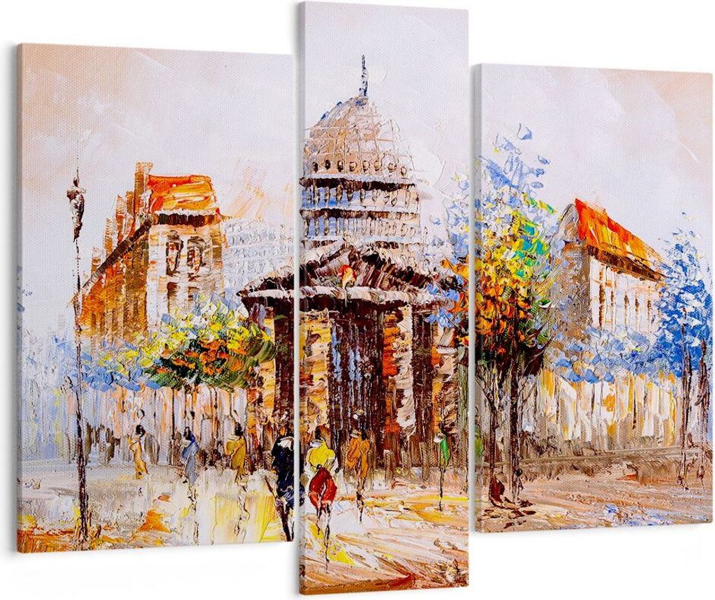 Bild auf Leinwand - Leinwandbild - Farbe Architektur Eiffle Turm - 95x80cm - Wand Bild - Wanddeko - Leinwanddruck - Bilder - Kunstdruck - Wanddekor...