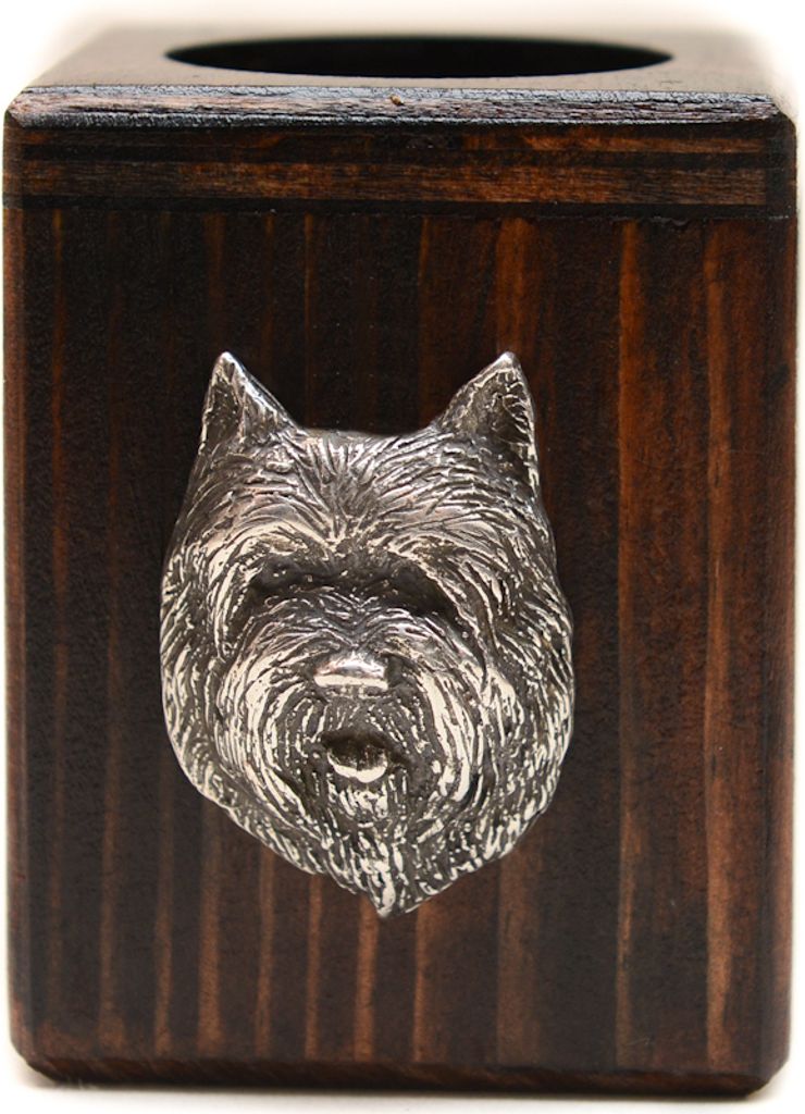Cairn Terrier II - Holzkerzenständer mit Hund, einzigartiges Andenken an den Verlust eines Hundes, Handwerkskunst der Marke Art-Dog
