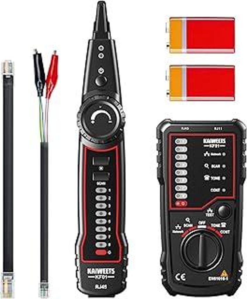 KAIWEETS netzwerktester – RJ45 RJ11 netzwerkkabel tester Telefonkabeltester,netzwerk kabeltester LAN-Kabeltester, geeignet für Kabelverfolgung, ...