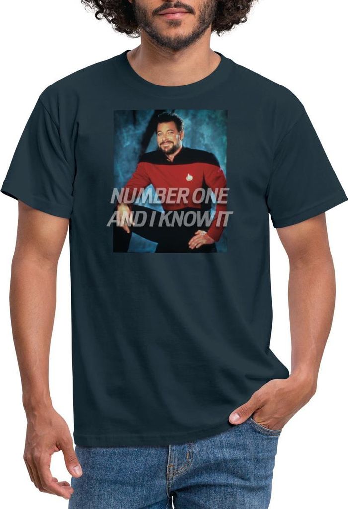 Spreadshirt Star Trek The Next Generation Riker Nummer Eins Männer T-Shirt, 3XL, Navy