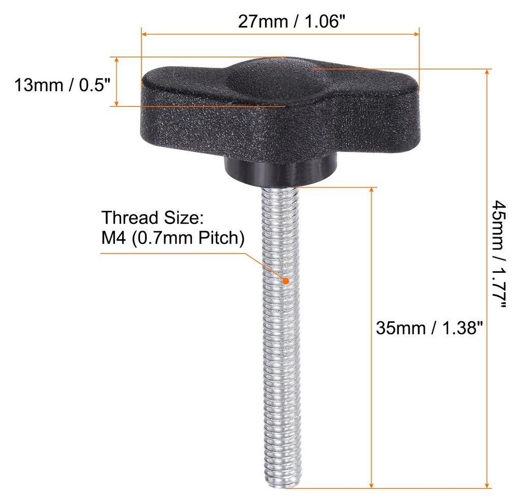 10 Stš¹ck R?ndelschrauben mit T Flš¹gelkn?pfe M4 x 35mm Kunststoff T-Kopf Gewindebolzen Klemmschraube Flš¹gelschraube Haltegriffe 27mm Klemmk...