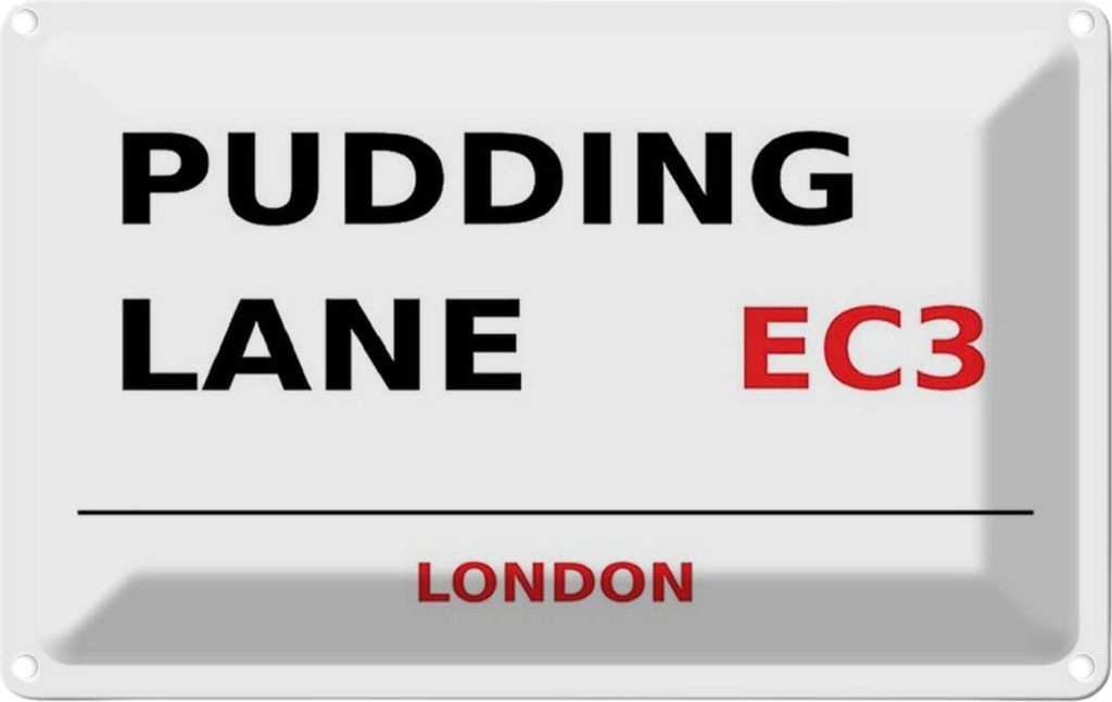 vianmo Blechschild 20x30 cm Pudding Lane EC3 Abenteuer Reisen England Urlaub