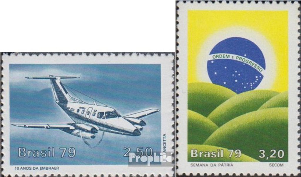 Briefmarken Brasilien 1979 Mi 1720,1721 (kompl.Ausg.) postfrisch Gesellschaft für Flugzeugbau