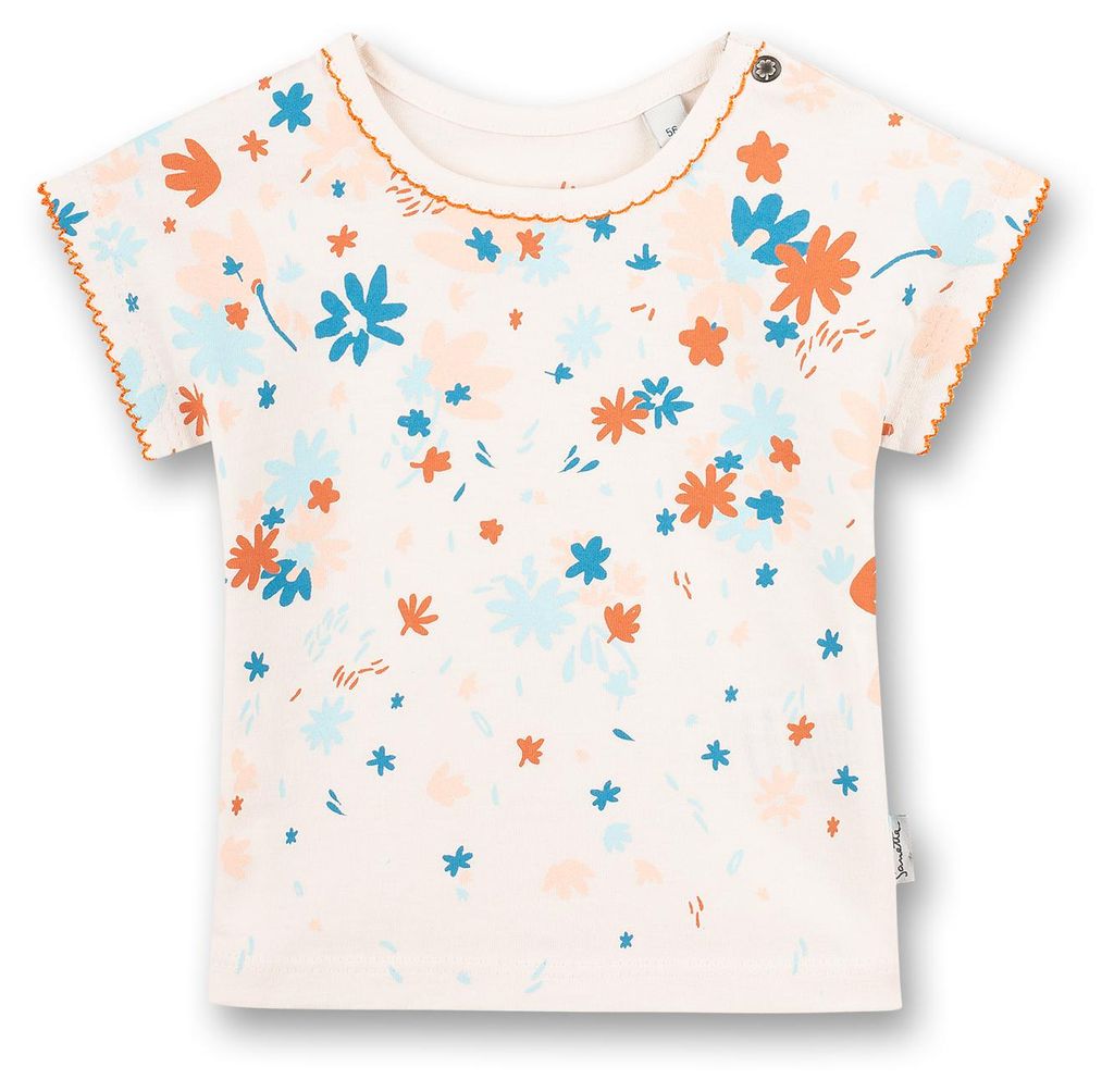 Sanetta Kidswear Mädchen T-Shirt Weiß Blumen-Allover Kangaroo 62