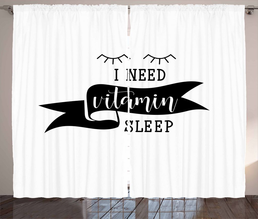 ABAKUHAUS Zitat Rustikaler Vorhang, Ich benötige Vitamin Schlaf-Phrase, Wohnzimmer Universalband Gardinen mit Schlaufen und Haken, 280 x 245 cm, S...
